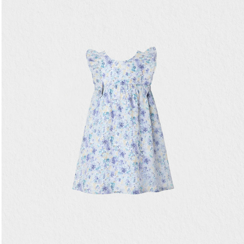 Elena Baby Dress Sleeveless, Watercolor Blue Yellow