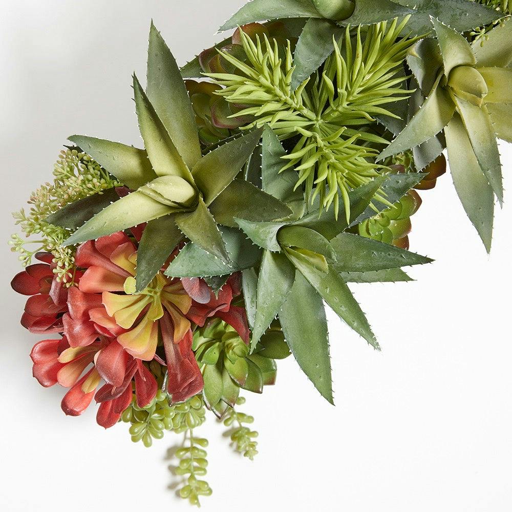 Rectangular Artificial Succulent Arrangement, Natural Planter