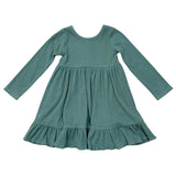 Girls Ribbed Ballet Dress in Atlantic
