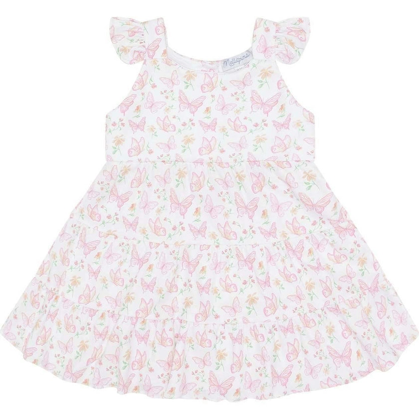 Butterflies Print Ruffle Dress
