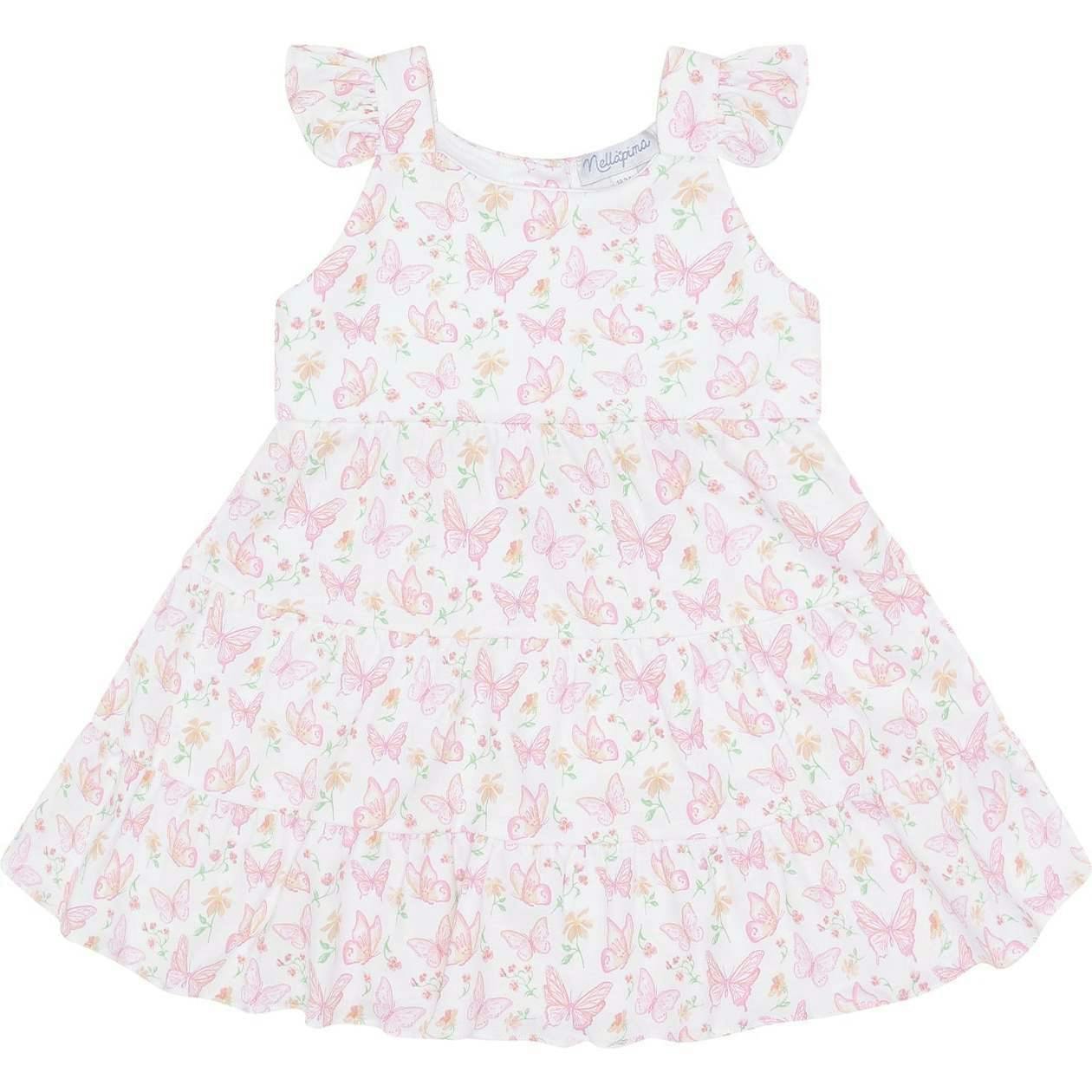 Butterflies Print Ruffle Dress