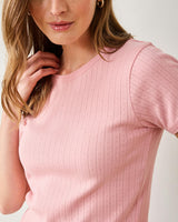 Pointelle Short Sleeve Tee - Pink Gemstone