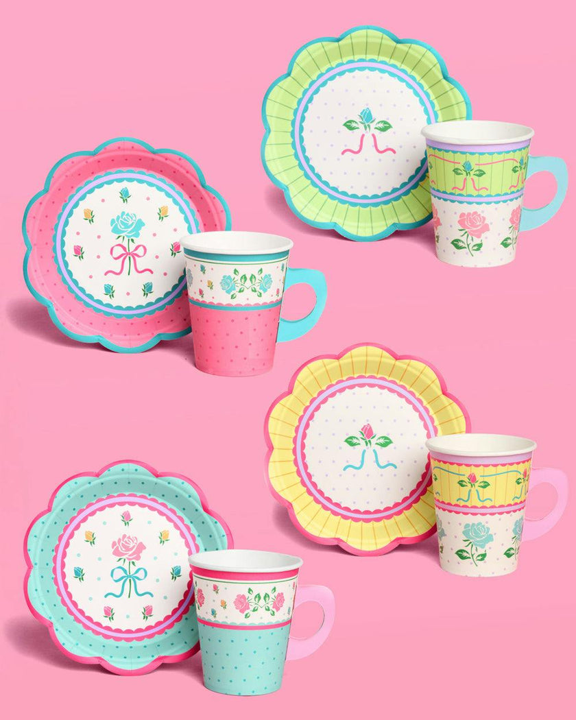 Tea Party Cups + Saucers - 32 pc drinkware set