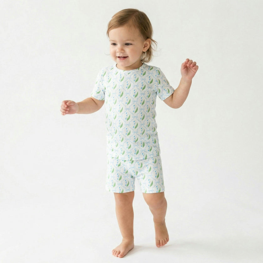 Bluebell Bows Short Sleeve & Shorts Bamboo Toddler Pajama Set