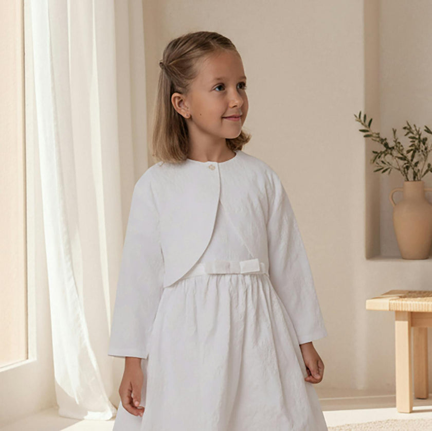 Enya Girl Bolero 3/4 Sleeve, White Grape Embroidery
