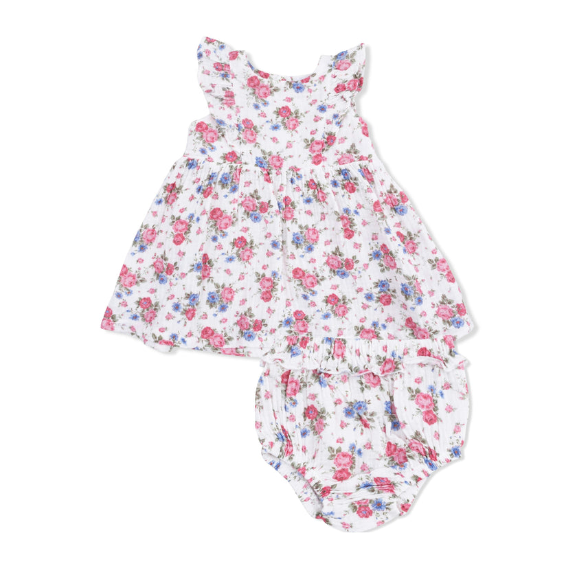 Cabbage Roses - Ruffle Sleeve Dress and Bloomer