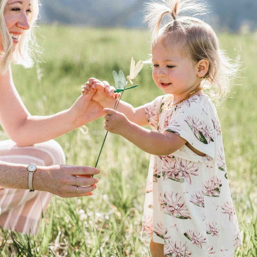 Green Floral Bamboo Dress & Bloomer Set