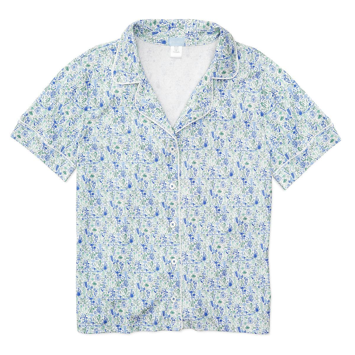 Birth Flowers Women’s Button Front Polo Short Pajama Set
