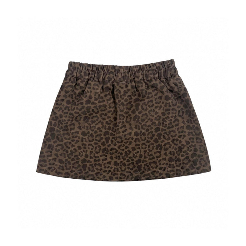 Brown Leopard Front-Pocket Skirt