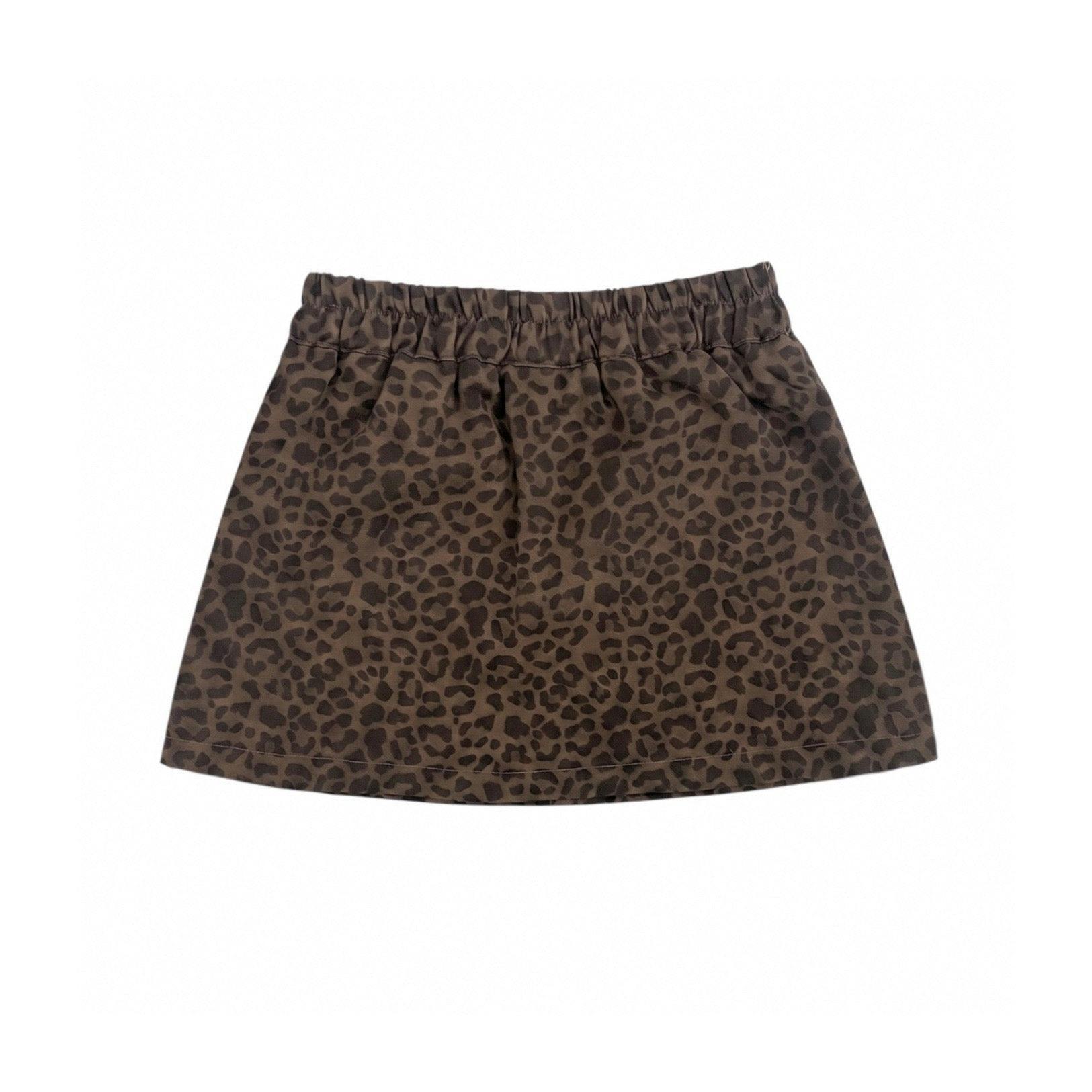 Brown Leopard Front-Pocket Skirt