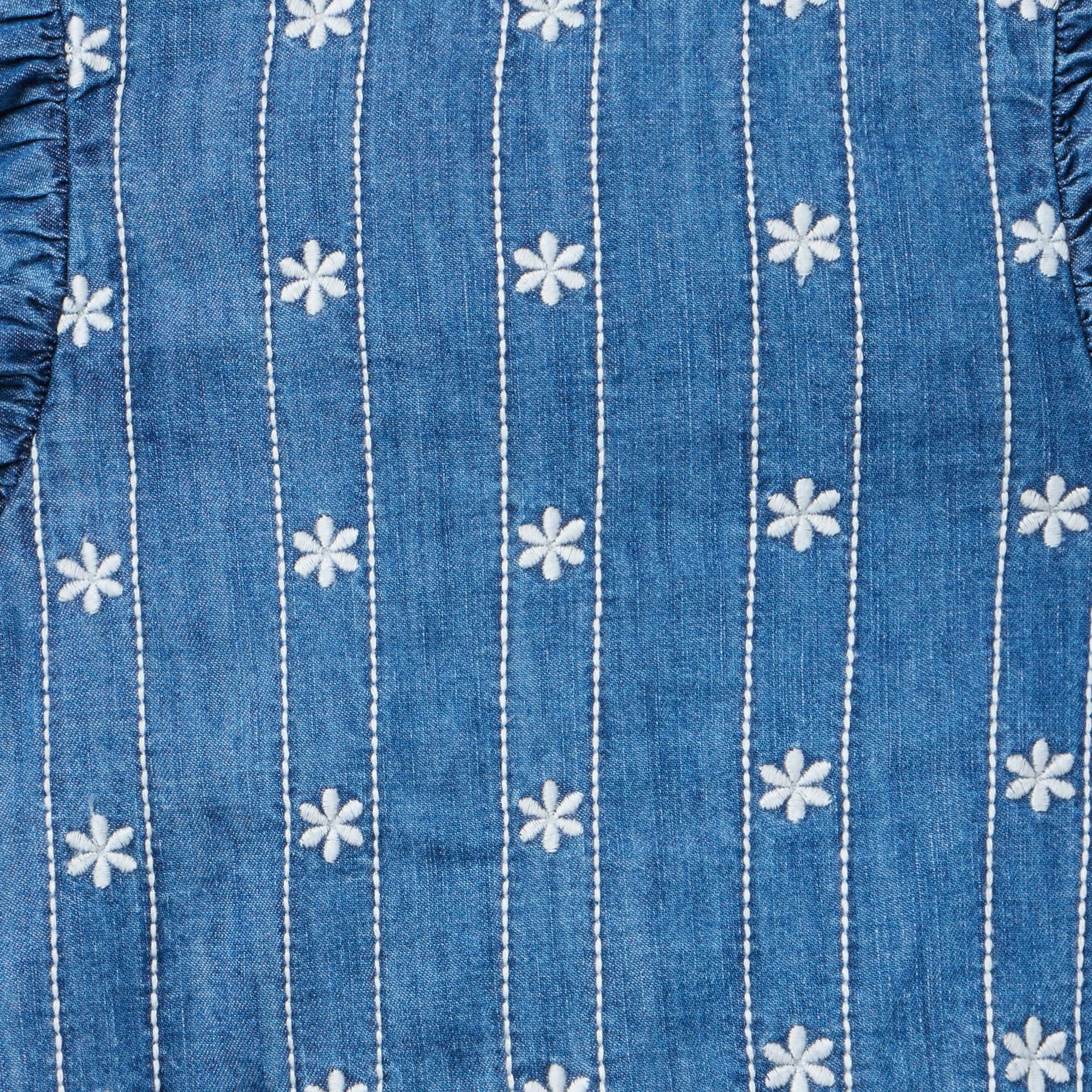 Chambray Embroidered Floral Top