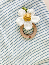 Blue Stripe Swaddle and Lovey Set - Cream Bear