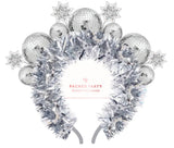 Packed Party Disco Ball Novelty Headband - Silver Tinsel Satin Headband with Multi-Size Disco Balls and Silver Glitter Stars, One Size Fits All