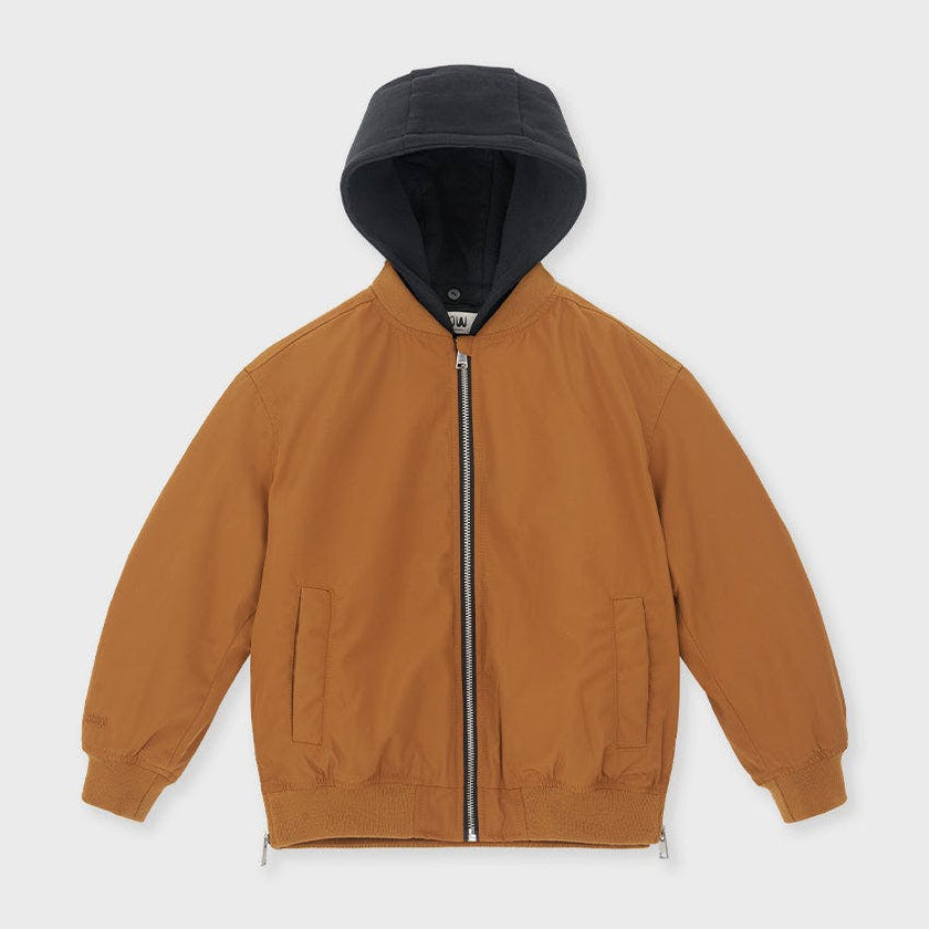 Padded Bomber Jacket With Removable Hood