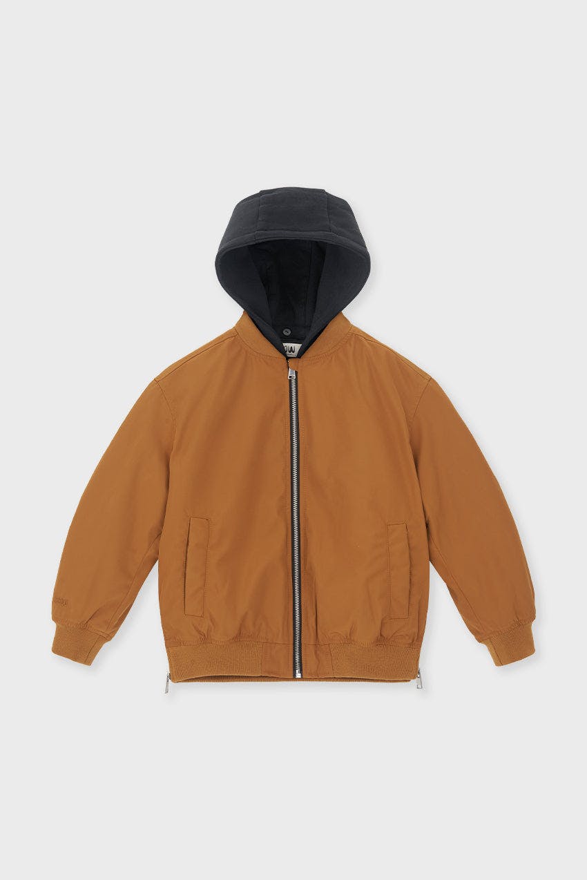 Padded Bomber Jacket With Removable Hood