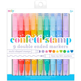 Confetti Stamp Double-Ended Markers - Stamp & Fine Tip - Set of 9