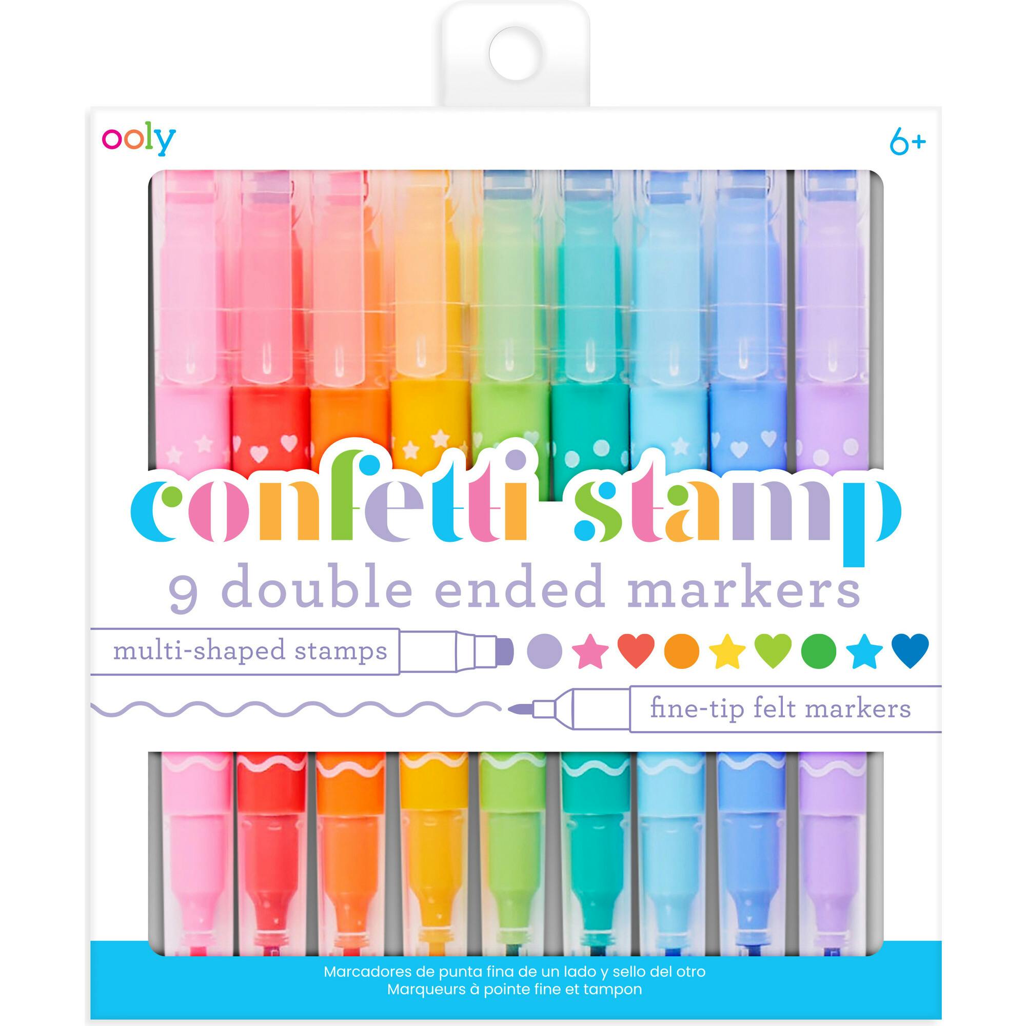 Confetti Stamp Double-Ended Markers - Stamp & Fine Tip - Set of 9