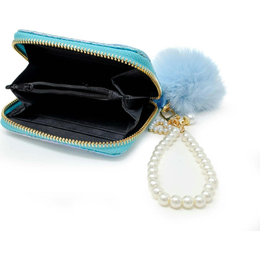 Mermaid Tail  Wallet with Pom-Pom & Pearl Strap