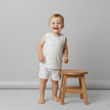 Organic Sleeveless Tee & Shorts Set - Cabana Stripes