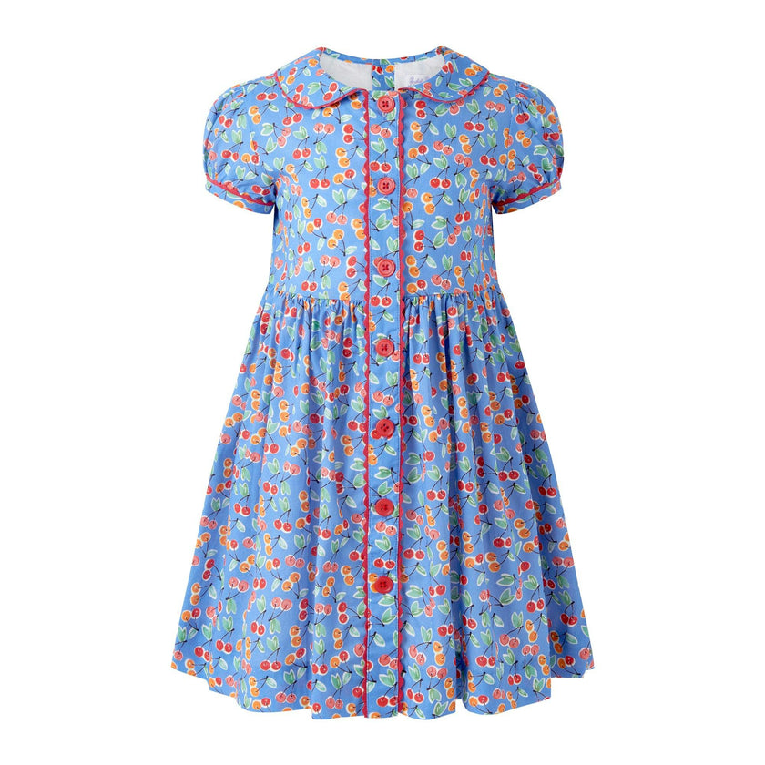 Blue Cherry Button-Front Dress