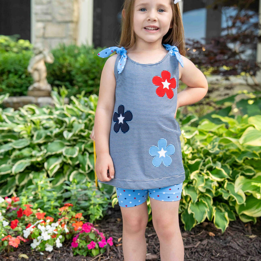 Stripe Knit Short Set With Flowers & Stars