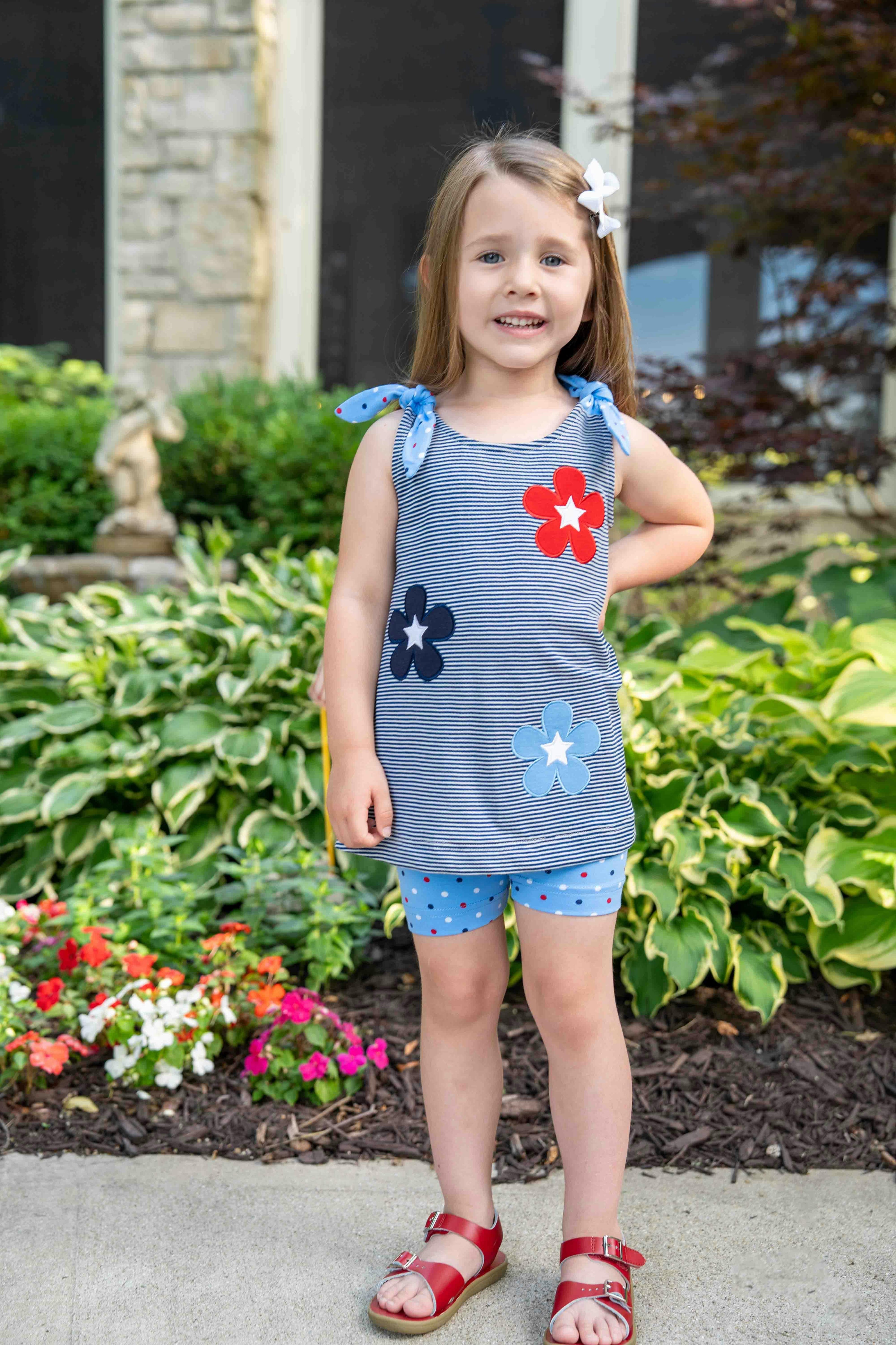 Stripe Knit Short Set With Flowers & Stars