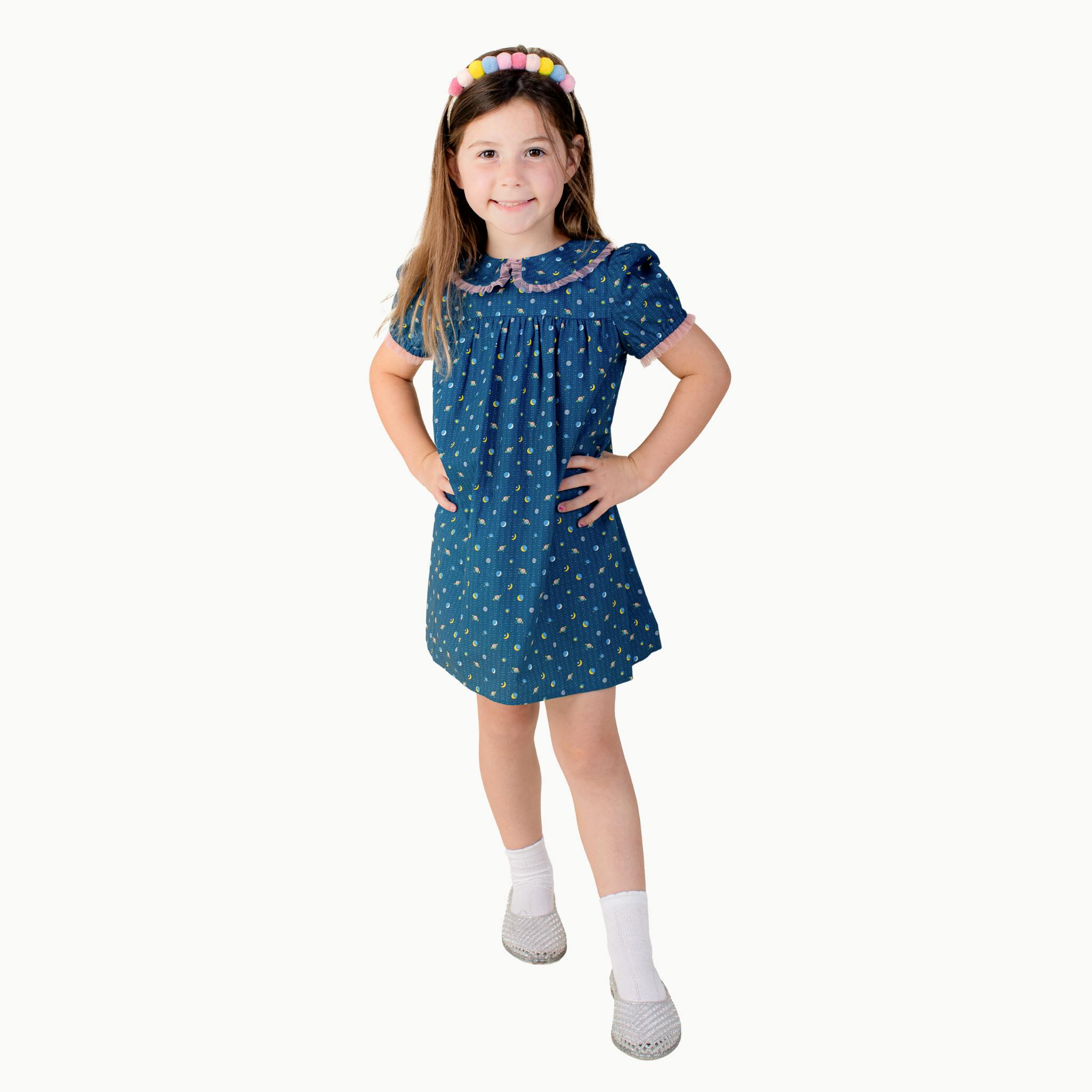 Lace Trim Dress in Space (Tulle)