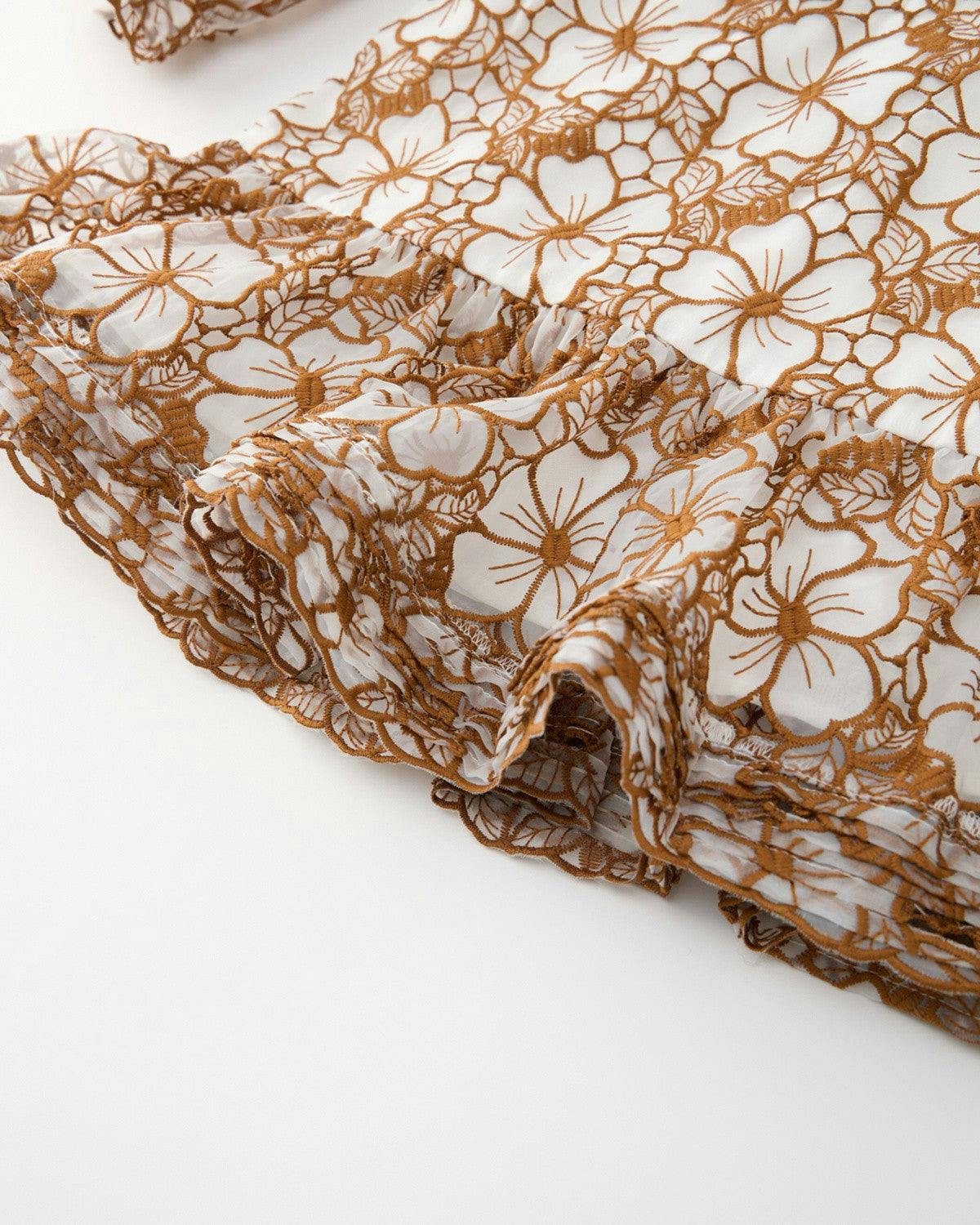 Chelsea Cotton Embroidered Dress, Tan