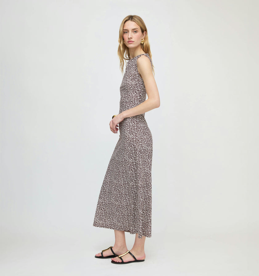 The Sloane Dress - Chocolate Ditsy Thistle