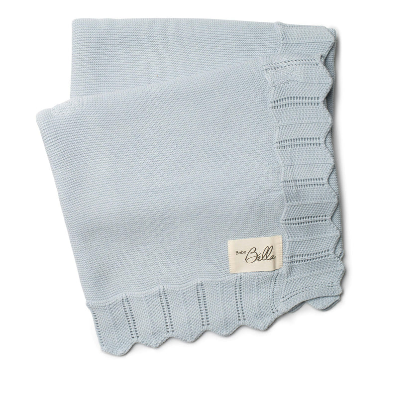 Knit Pointelle Blanket Blue