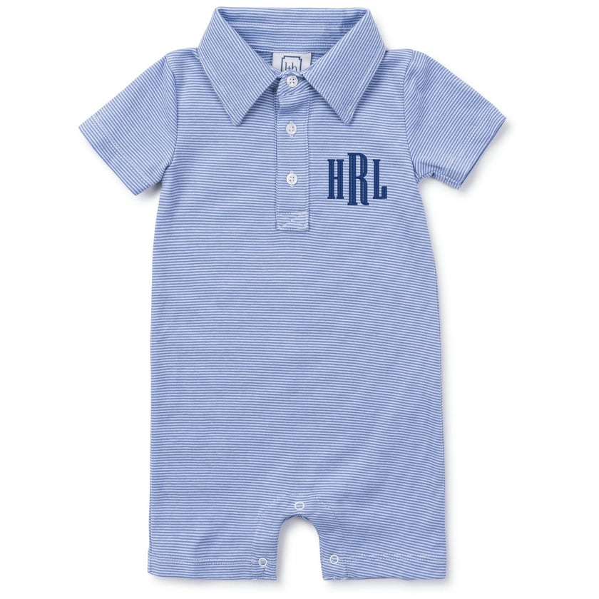 Tripp Boys' Pima Cotton Polo Shortall Blue Stripes