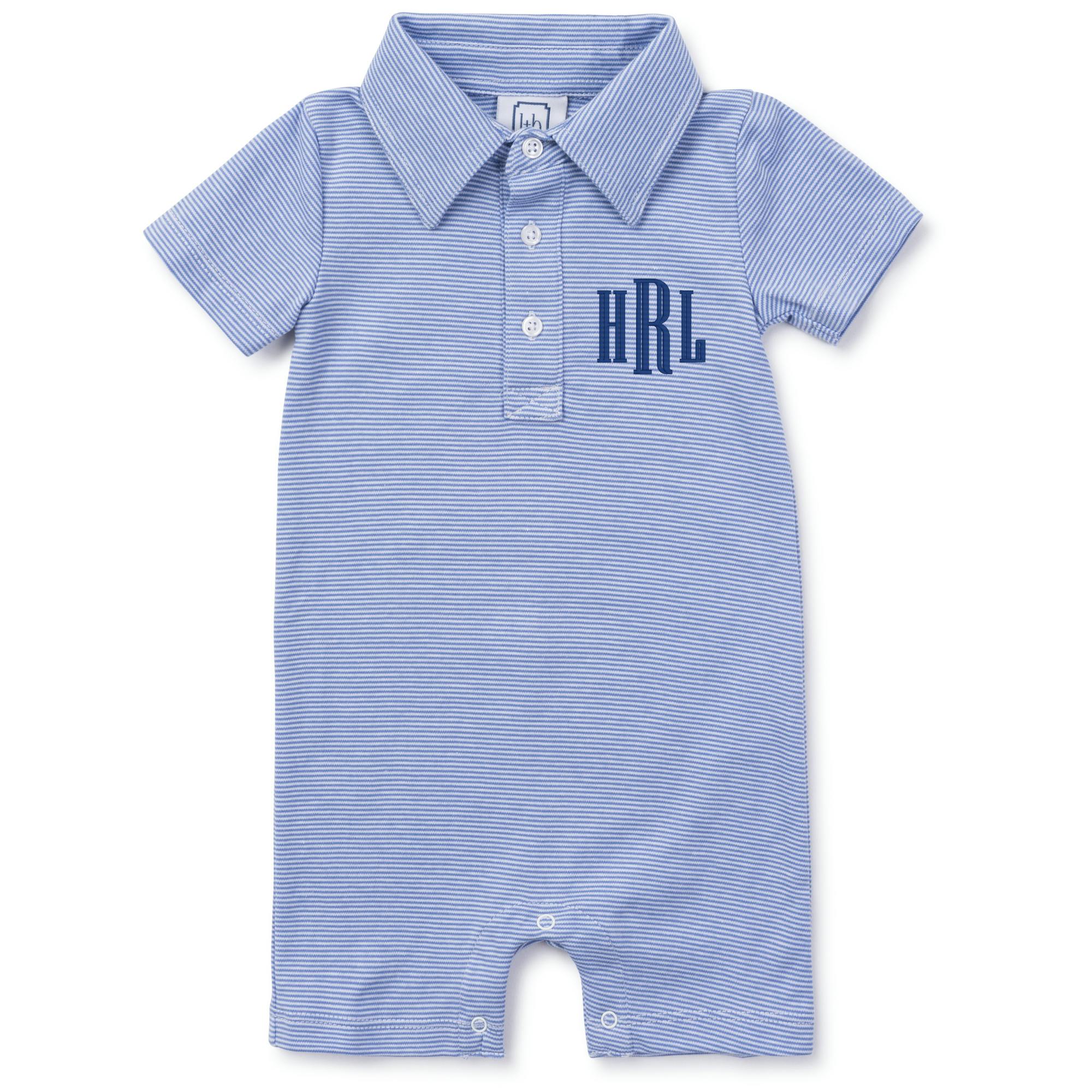 Tripp Boys' Pima Cotton Polo Shortall Blue Stripes