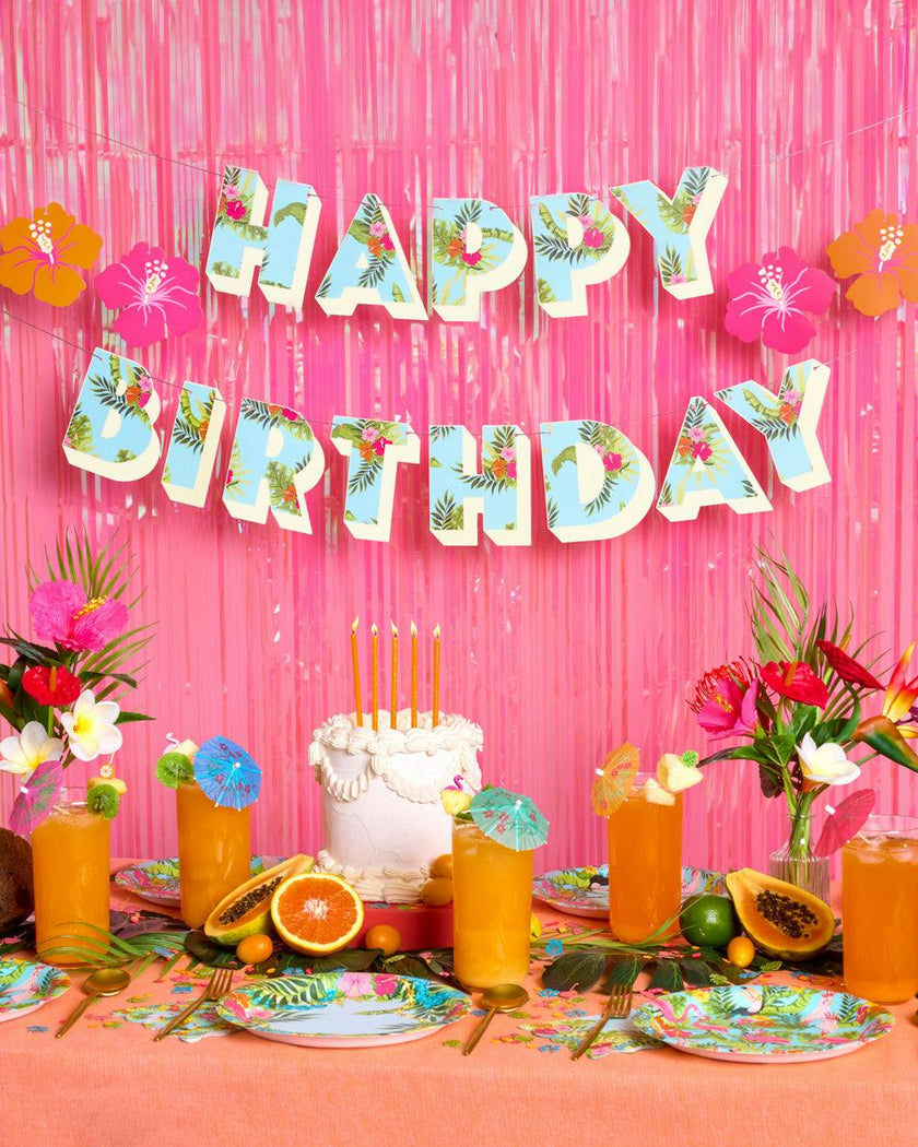 Tropical Birthday Banner - matte colorful banner