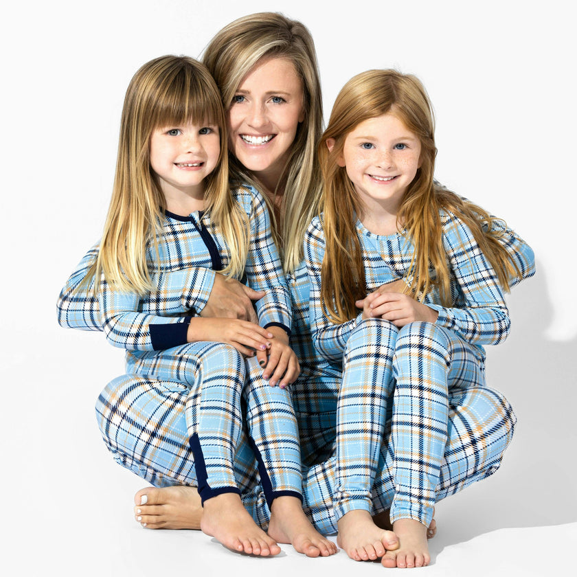 Holiday Plaid Blue Bamboo Convertible Footie