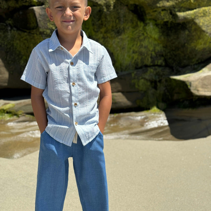 CHAMBRAY TEXTURED NEWPORT WOVEN SHIRT