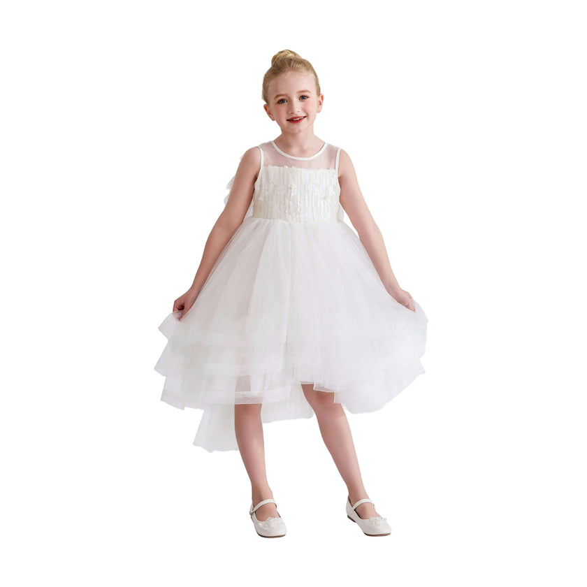 White Novalie Layered Tulle Dress