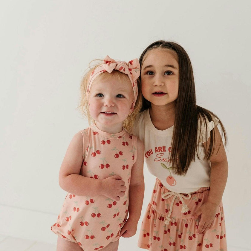 Baby Girl Bubble Bodysuit Set in Cherries