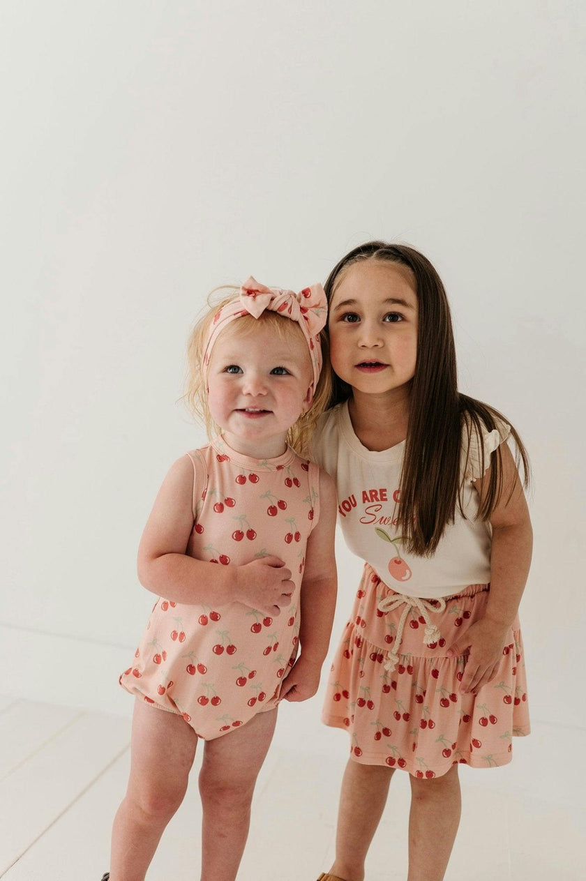 Baby Girl Bubble Bodysuit Set in Cherries