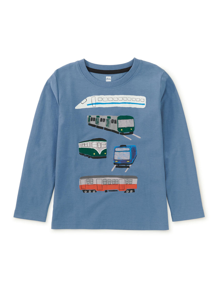 Trains Trains Trains Graphic T, Coronet Blue