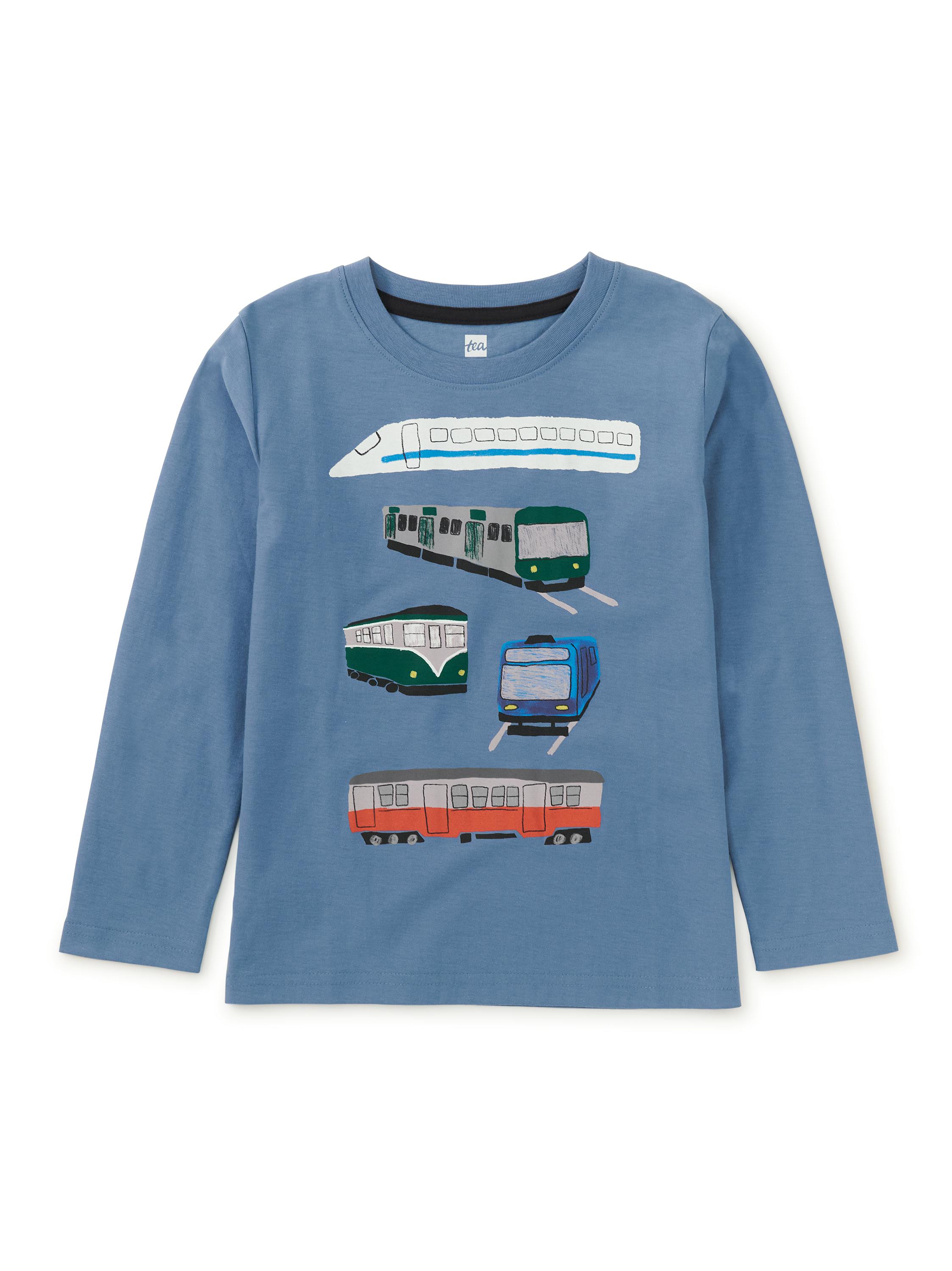Trains Trains Trains Graphic T, Coronet Blue