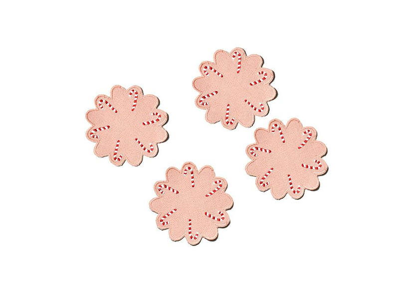 Provence Candy Cane Scallop Cocktail Napkins Set of 4