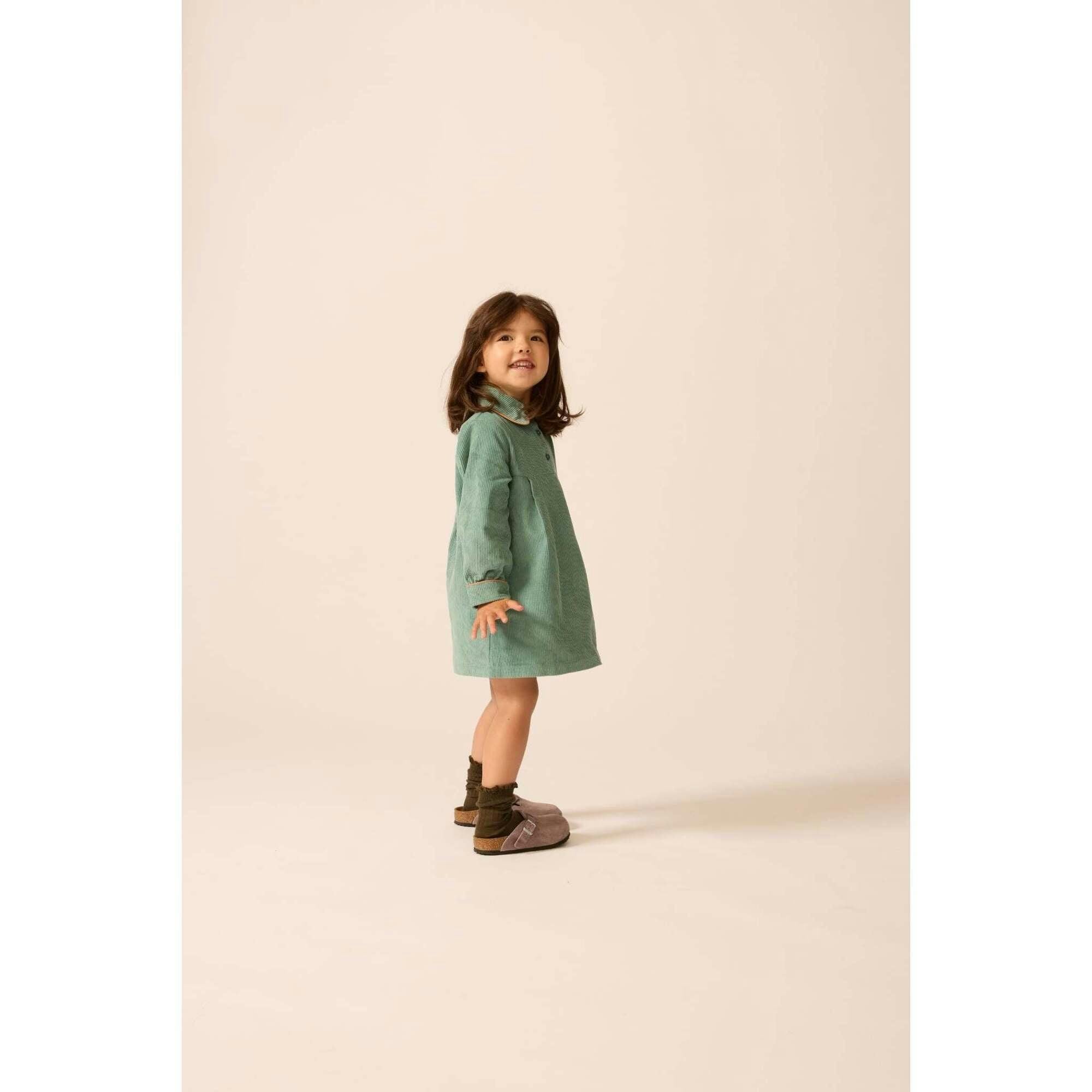 Shirtdress in Teal Tambourine Corduroy