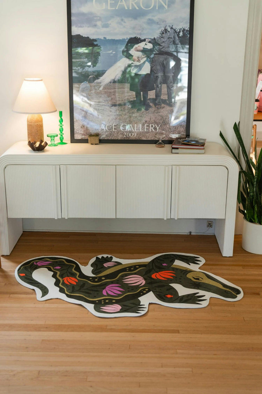 Green Animal Shaped Crocodile Rug by Jessica Miller