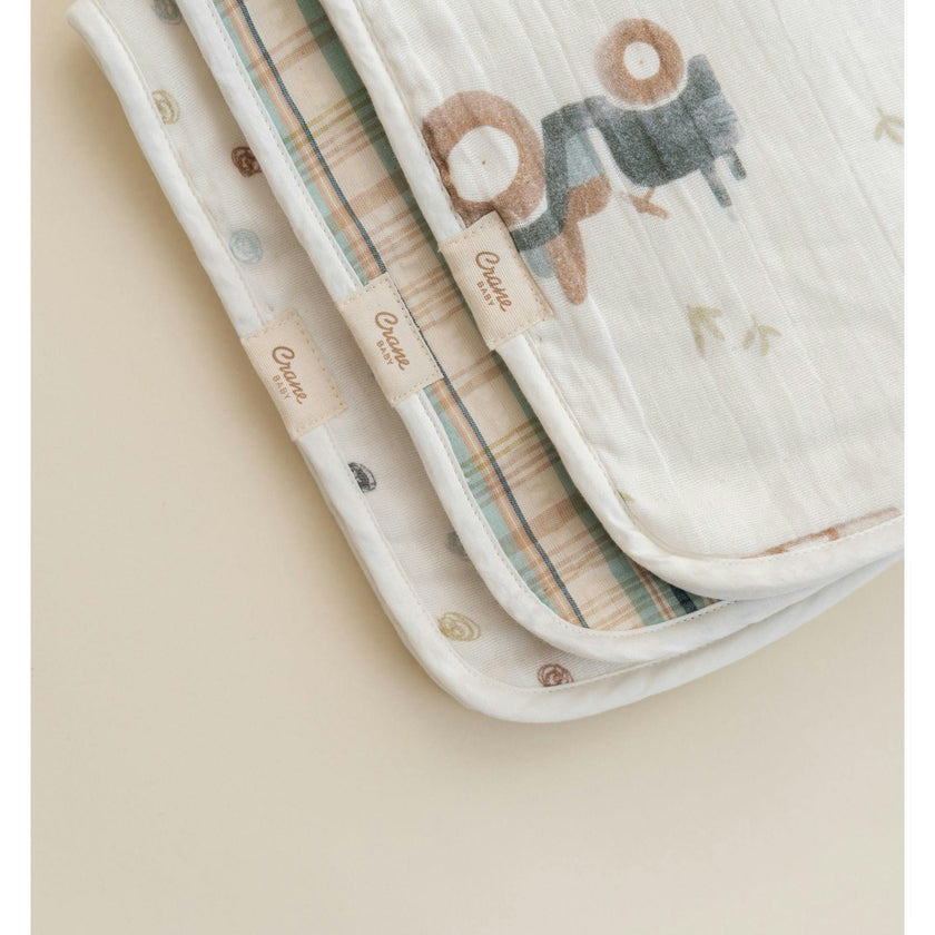 Charlie 3-pc. Farmhouse Tractor Newborn Baby Burp Cloth Set