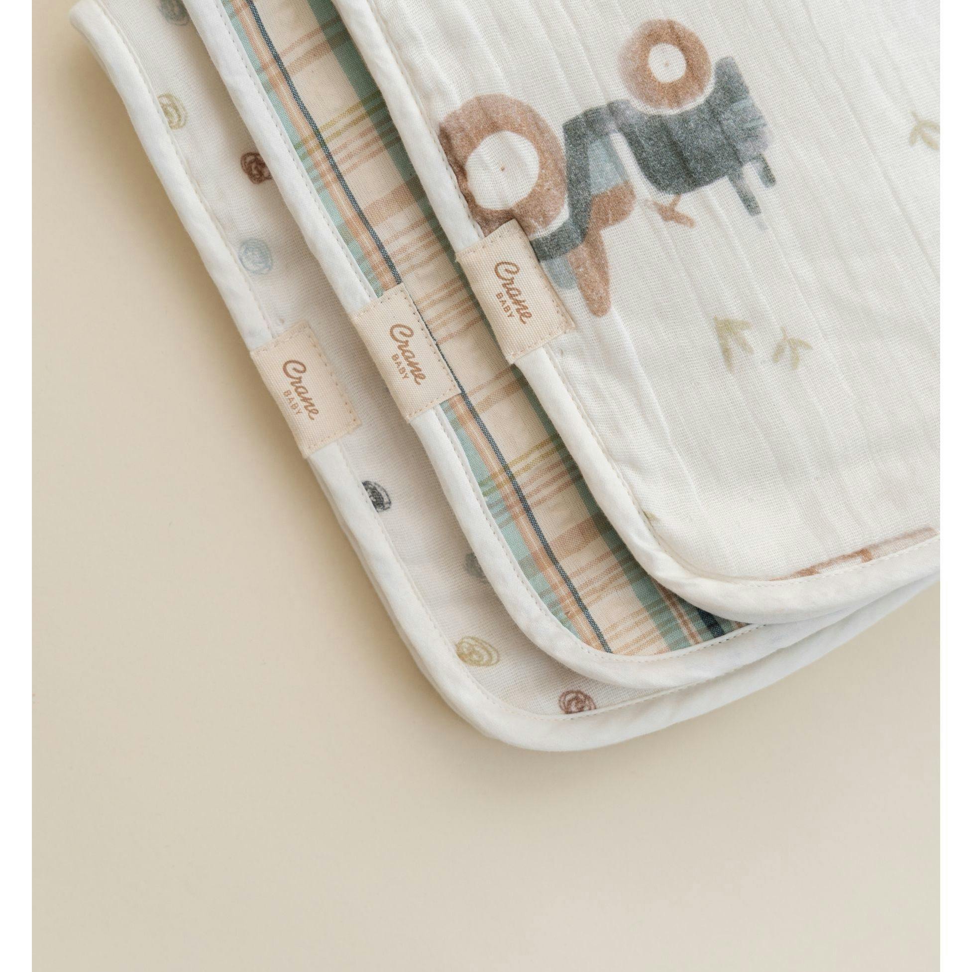 Charlie 3-pc. Farmhouse Tractor Newborn Baby Burp Cloth Set