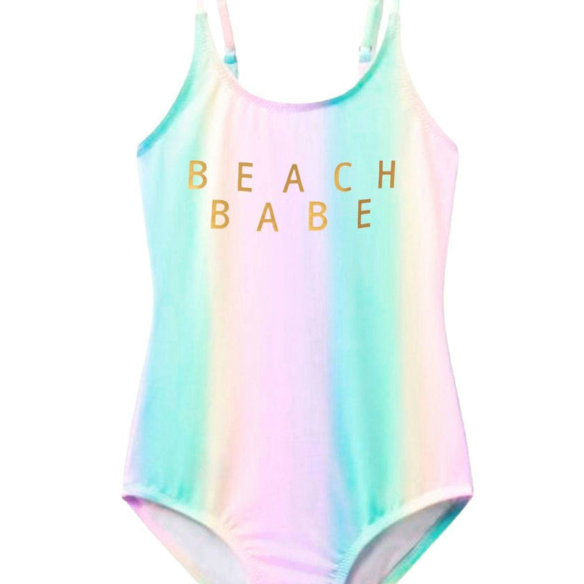 Beach Babe Rainbow Print Fully Lined Swimsuit