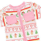 Gingerbread Fair Isle Pink - Convertible Romper