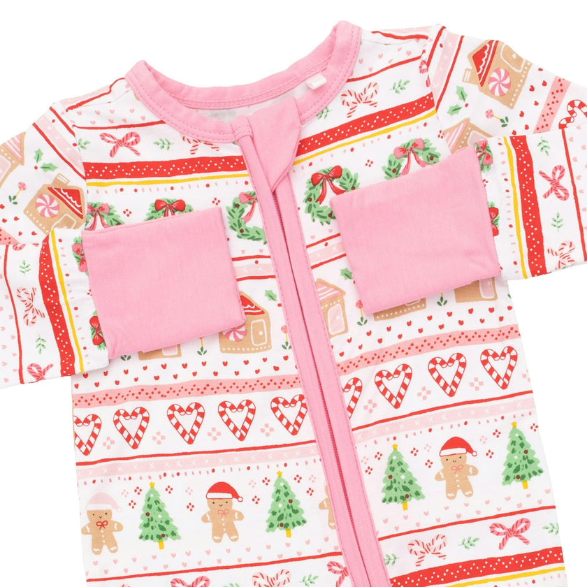 Gingerbread Fair Isle Pink - Convertible Romper