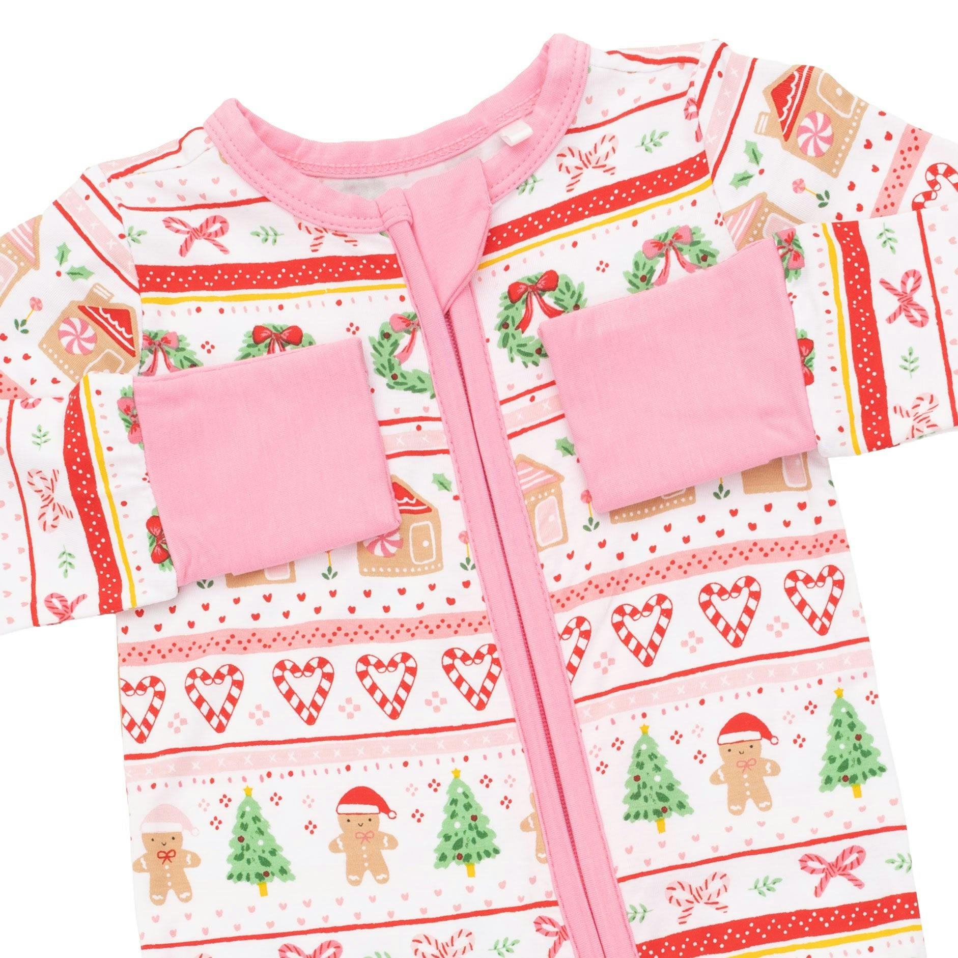 Gingerbread Fair Isle Pink - Convertible Romper