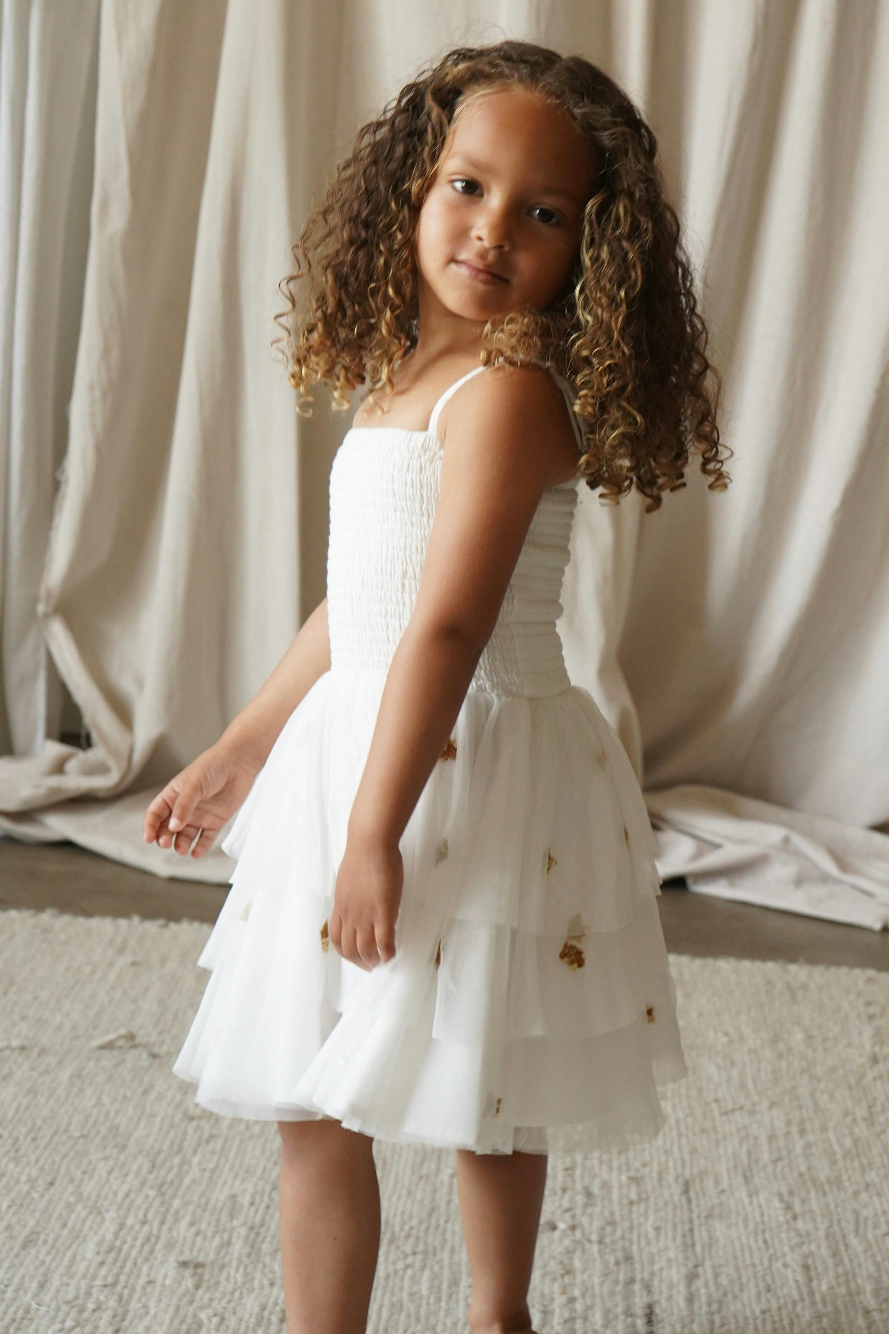 Cilia | Cotton Embellished Star Tutu Dress | Cream